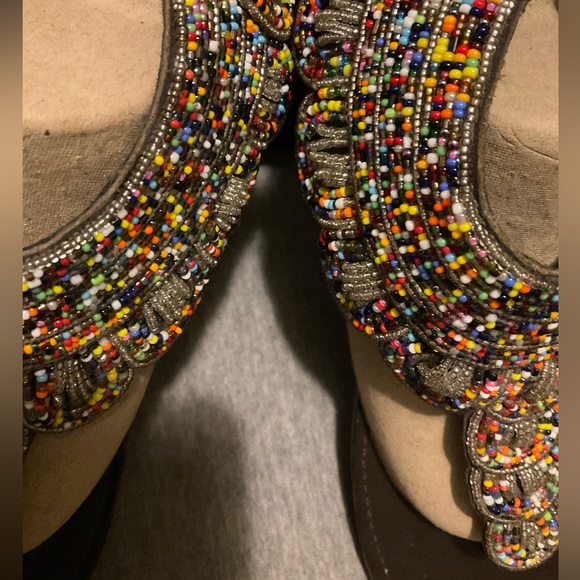 🆕SIZE 10 AFRICAN HANDMADE BROWN LEATHER COLORFUL BEADED THONG SANDALS - Picture 11 of 16